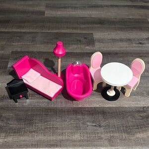 KidKraft Wooden & Plastic Dollhouse Bedroom, Bath & Dining Room Furniture Set